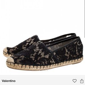 Valentino Black Lace Espadrille Flats Size 38 (8)